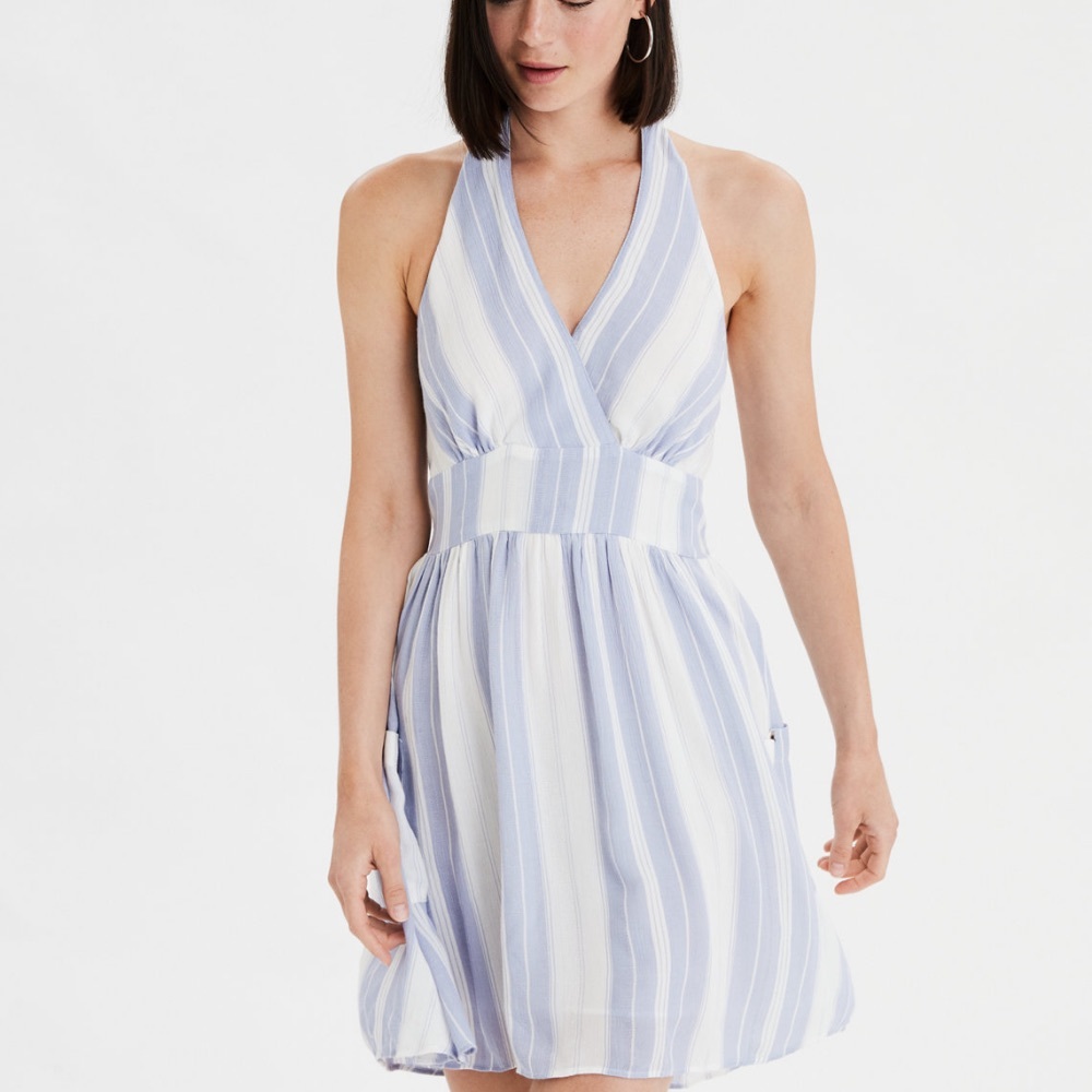 XL Halter Dress with Button Pockets